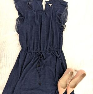 Navy blue dress polkadot